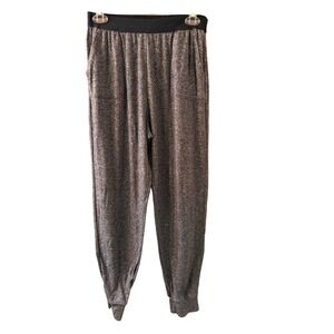 Pink Victoria's Secret Shimmer Sleep Joggers Charcoal Grey Metallic Pants Medium